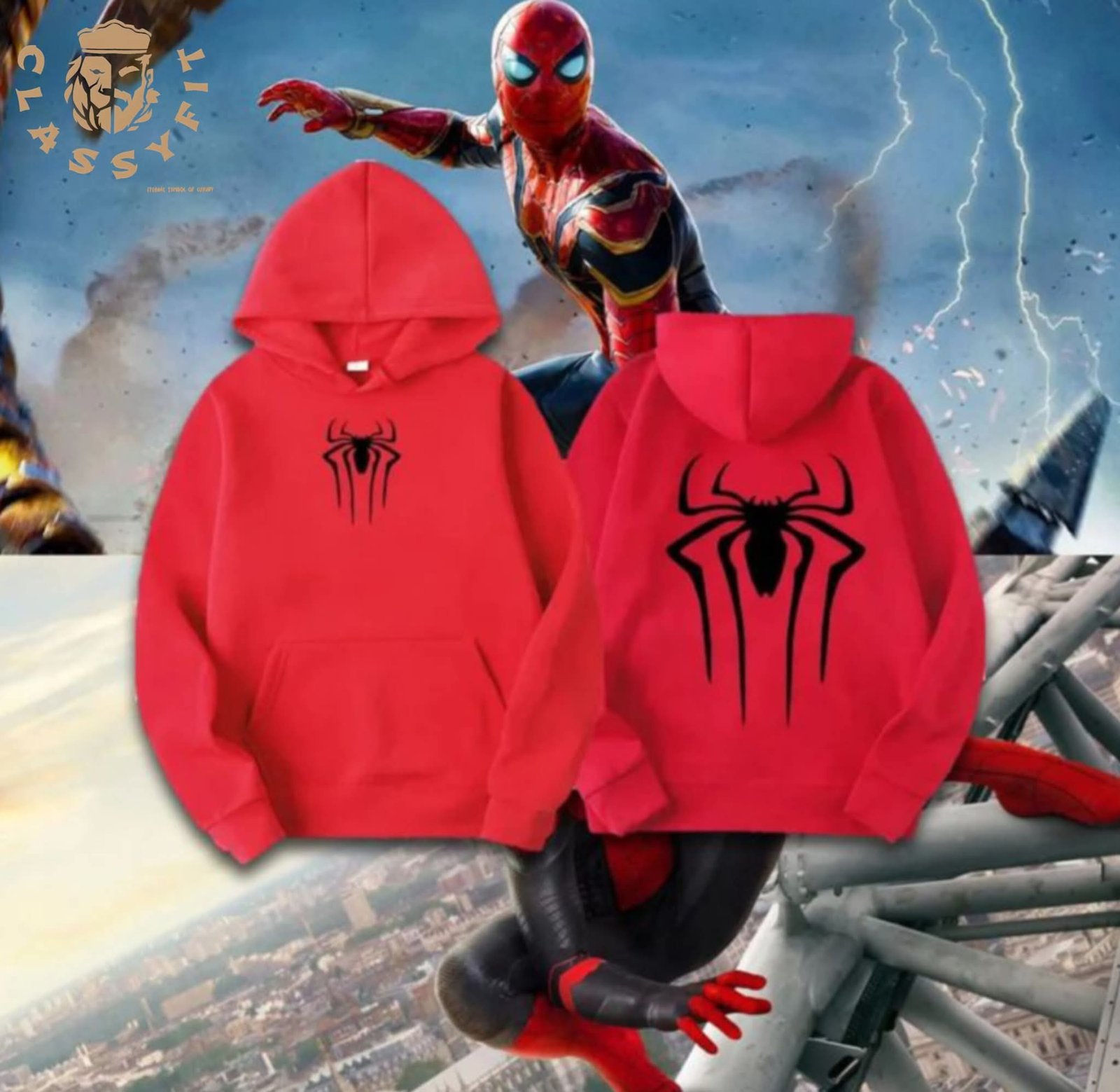 Cotton High nick Red Hoodie - Image 3