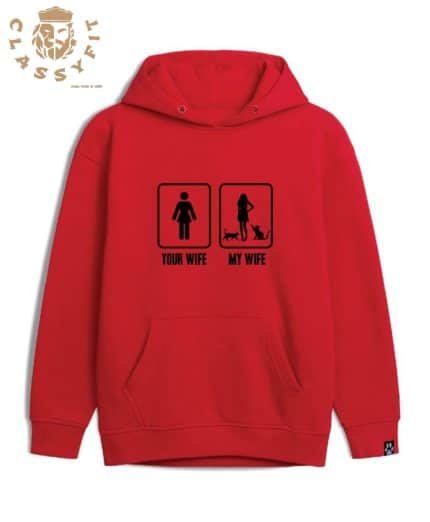 Men Pure Red Cotton Comfort Hoodie
