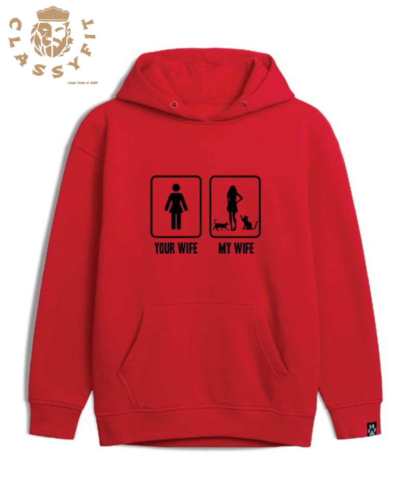 Men Pure Red Cotton Comfort Hoodie